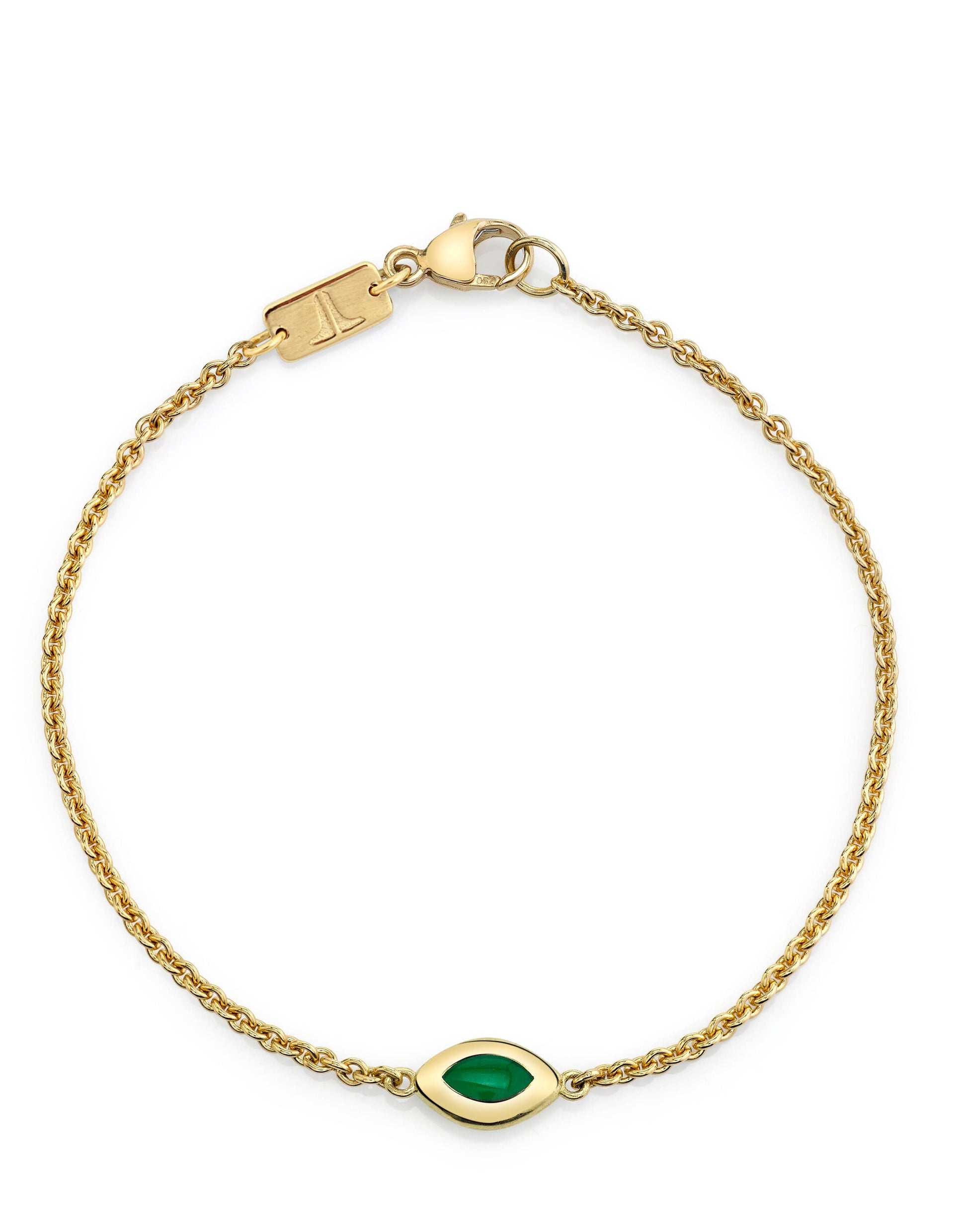 ANDY LIF-Green Enamel Cats Eye Bracelet-YELLOW GOLD