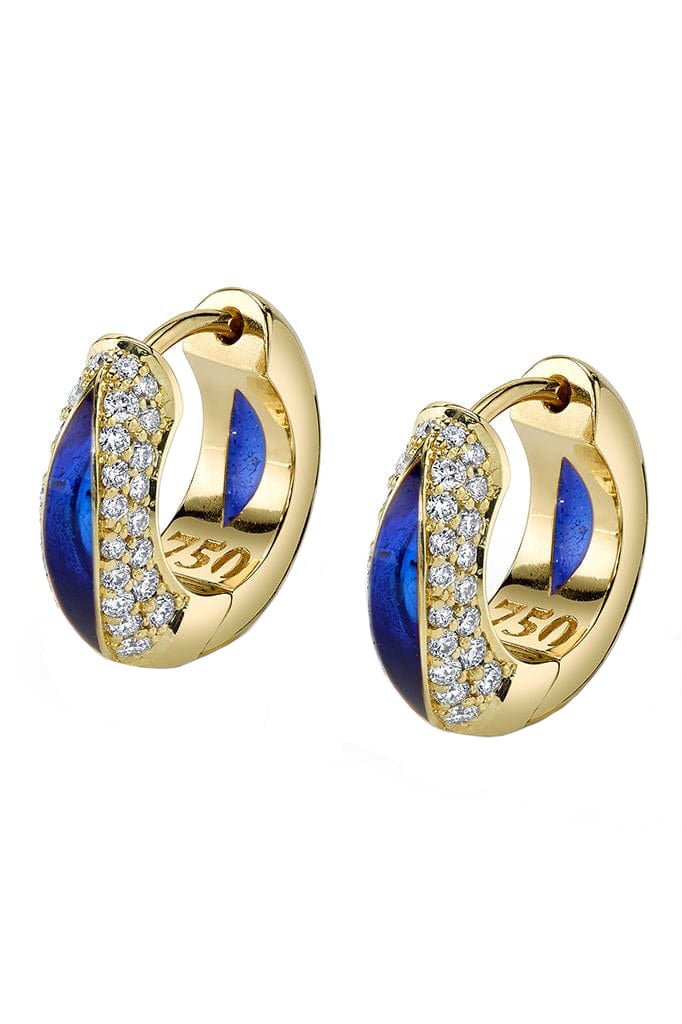 ANDY LIF-Blue and Diamond Perfect Huggies-YELLOW GOLD