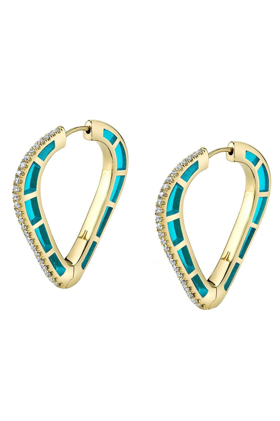 ANDY LIF-Light Blue and Diamond Cobra Hoops-YELLOW GOLD