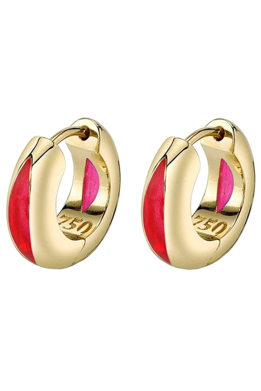 ANDY LIF-Red Enamel Perfect Huggies-YELLOW GOLD