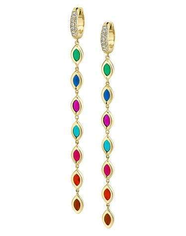ANDY LIF-7 Color Enamel Diamond Drop Earrings-YELLOW GOLD