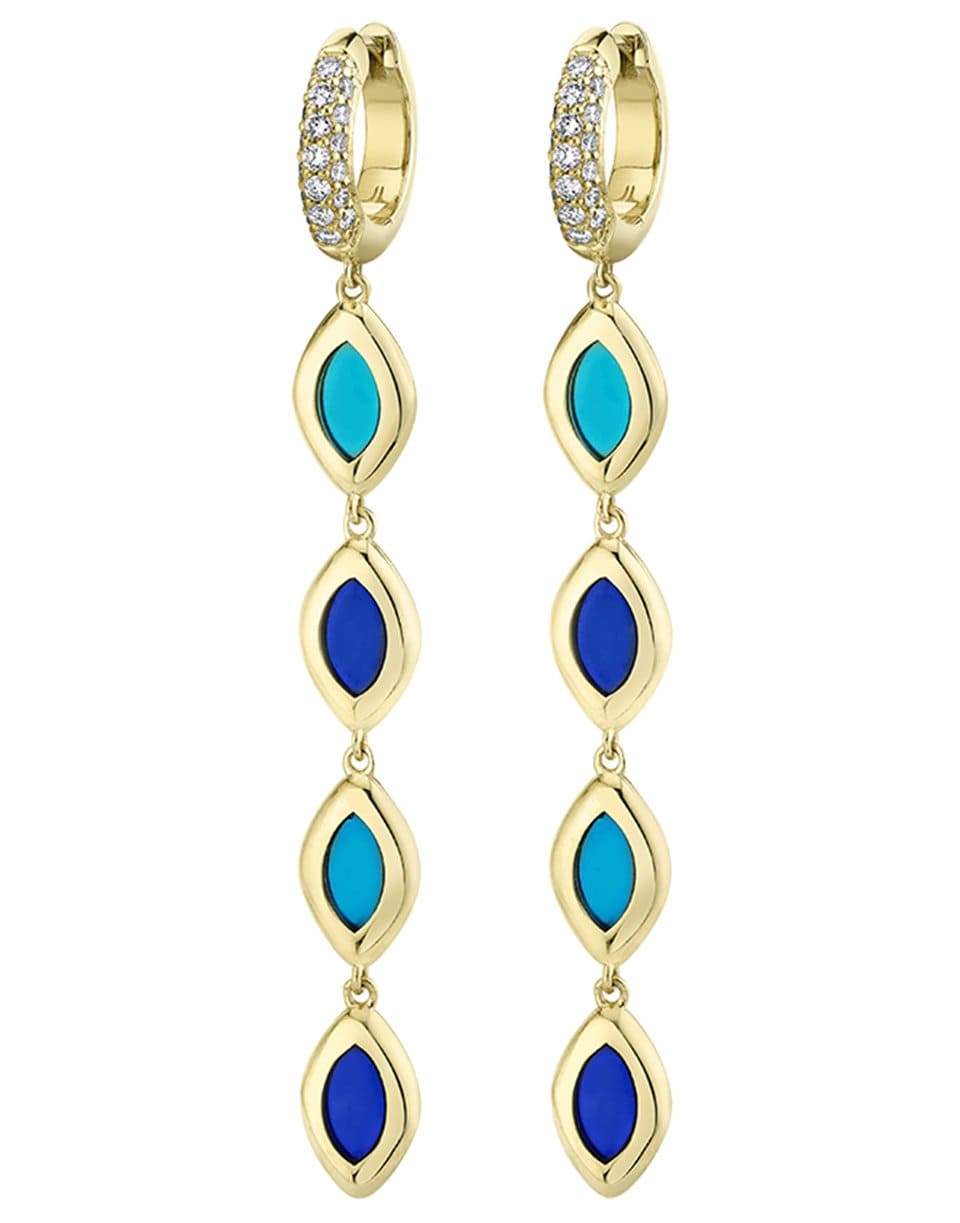 Blue Enamel Diamond Huggie Drop Earrings JEWELRYFINE JEWELEARRING ANDY LIF   