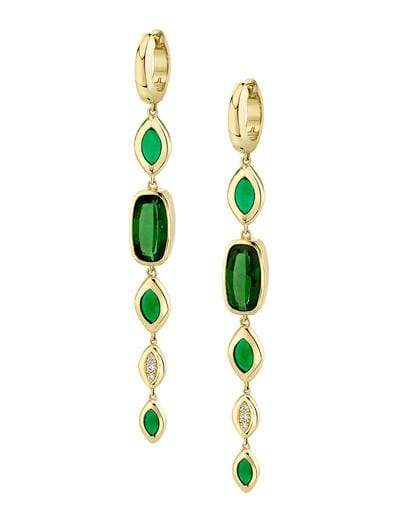 ANDY LIF-Green Tourmaline and Enamel Drop Earrings-YELLOW GOLD