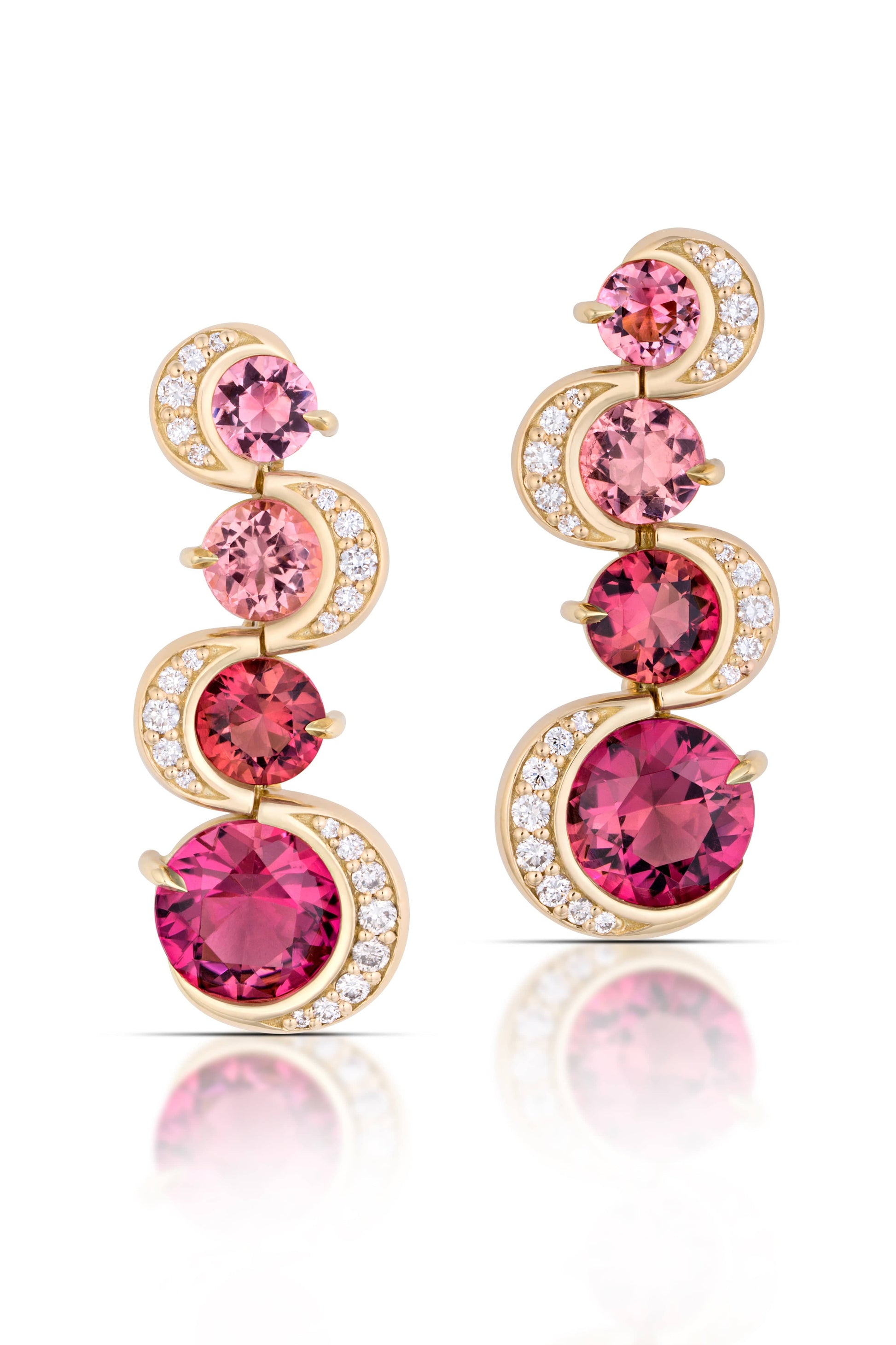 ANDY LIF-Pink Tourmaline Wave Earrings-YELLOW GOLD
