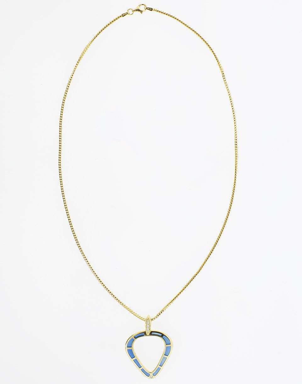 ANDY LIF-Blue Enamel and Diamond Necklace-YELLOW GOLD