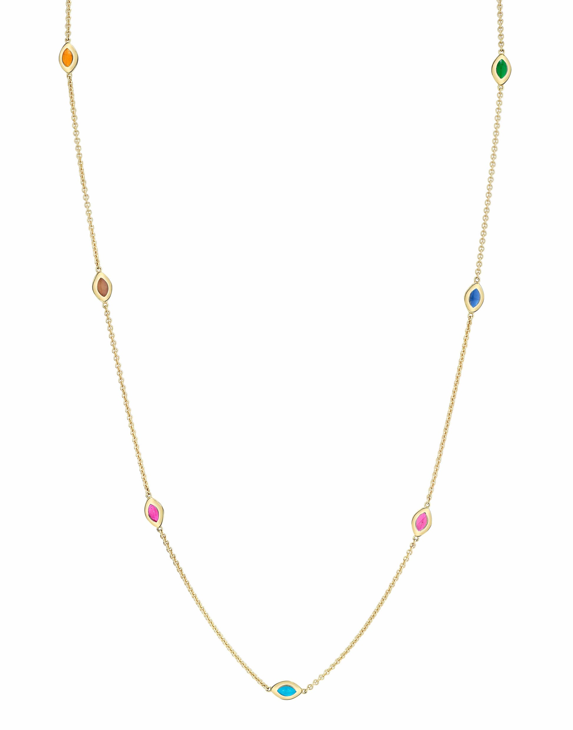 ANDY LIF-Cat Eye Link Necklace 7 Colors-YELLOW GOLD