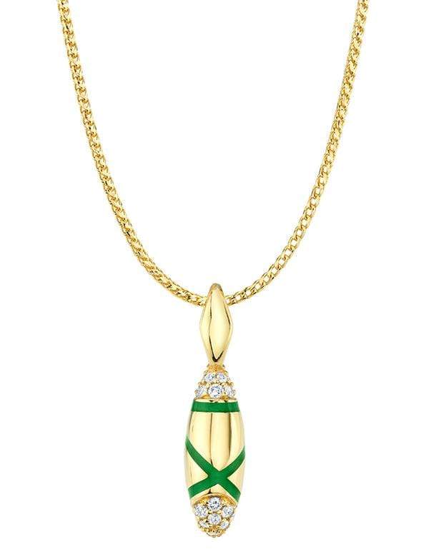 ANDY LIF-Green Enamel and Diamond Etta Necklace-YELLOW GOLD