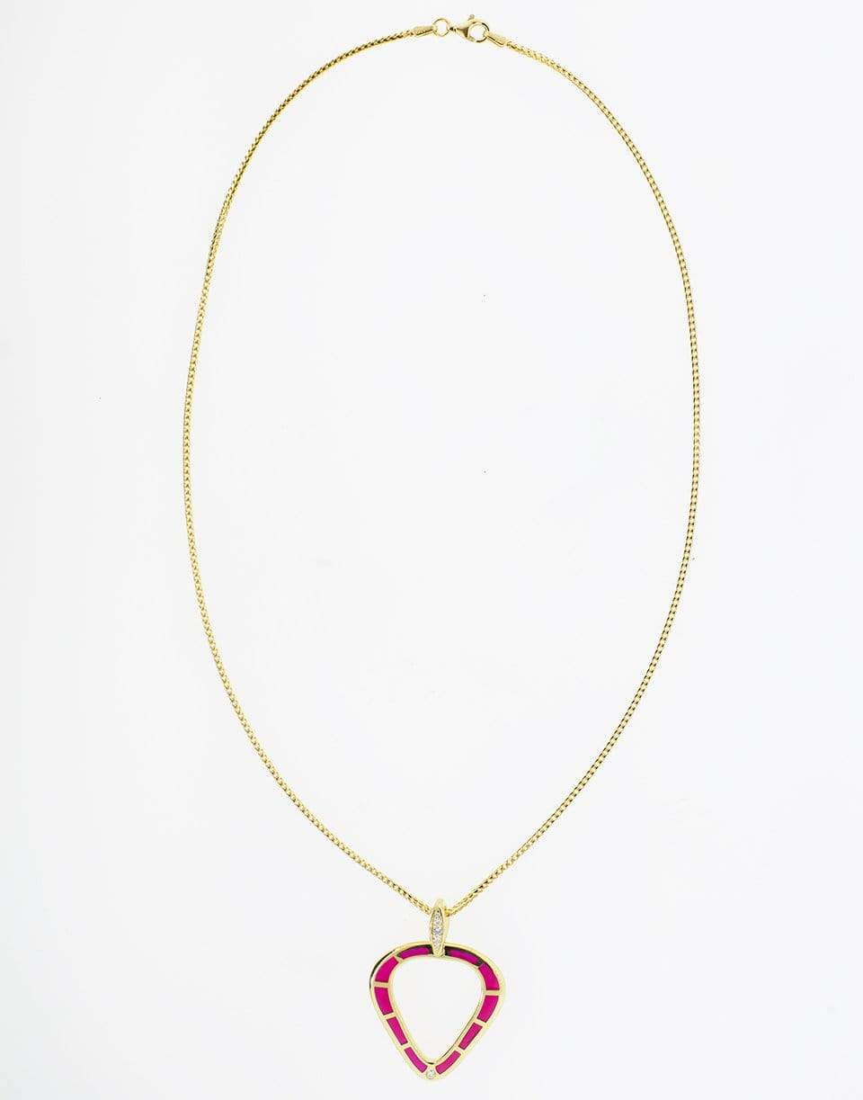 ANDY LIF-Red Enamel and Diamond Cobra Necklace-YELLOW GOLD