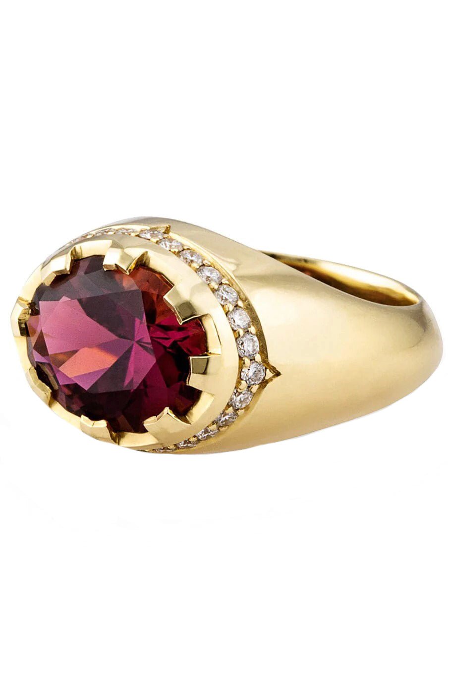 ANDY LIF-Pink Tourmaline and Diamond Ring-YELLOW GOLD