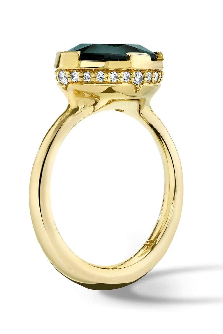 ANDY LIF-Sea Foam Tourmaline Diamond Ring-YELLOW GOLD