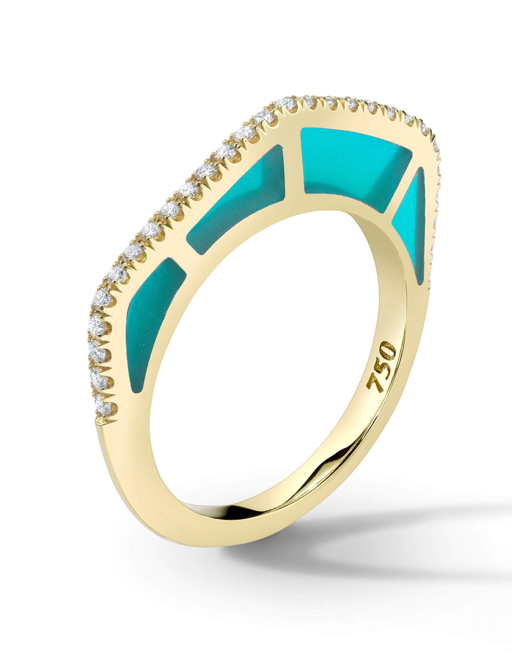 ANDY LIF-Cobra Ring Blue Enamel and Diamonds-YELLOW GOLD