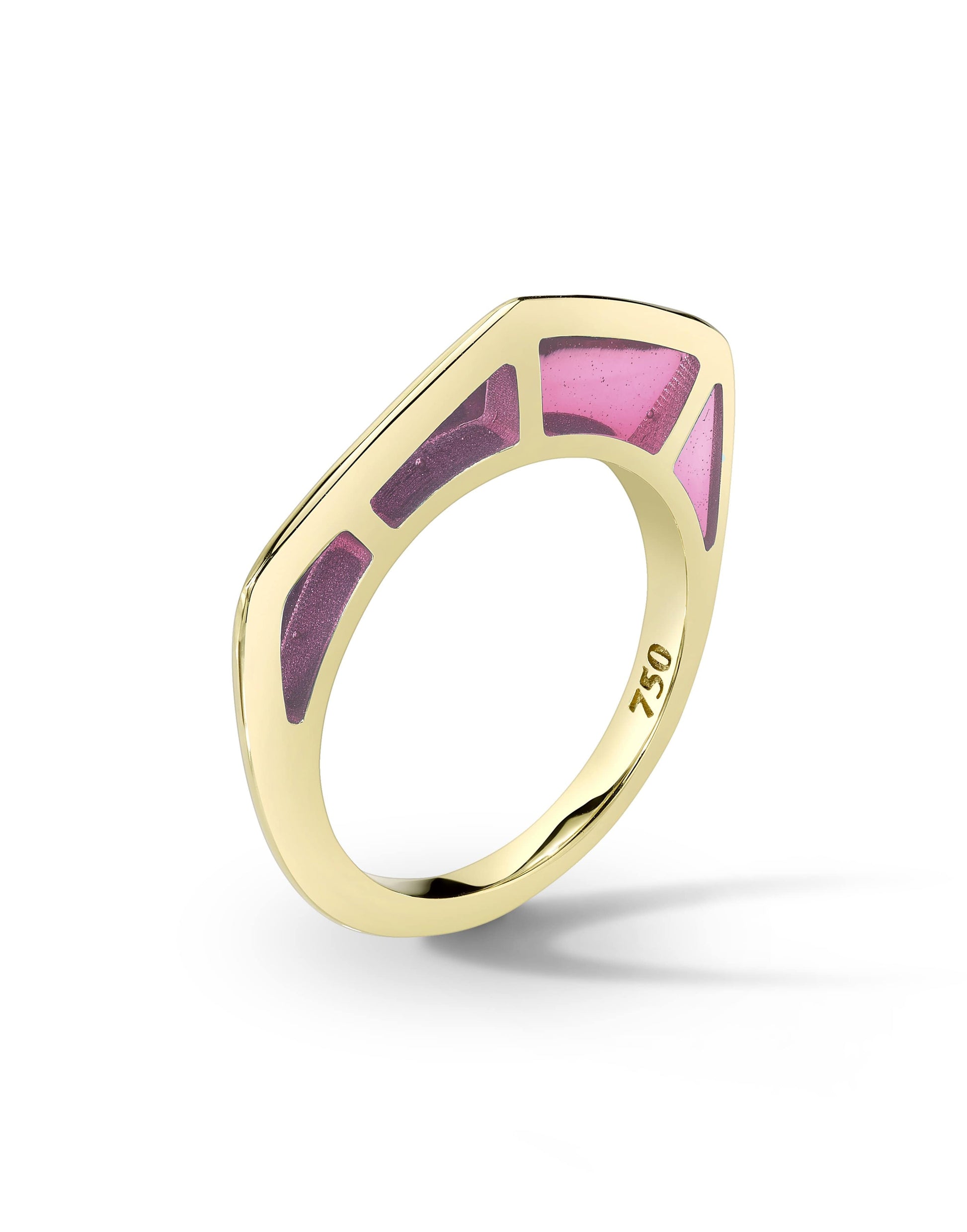ANDY LIF-Purple Enamel Cobra Ring-YELLOW GOLD