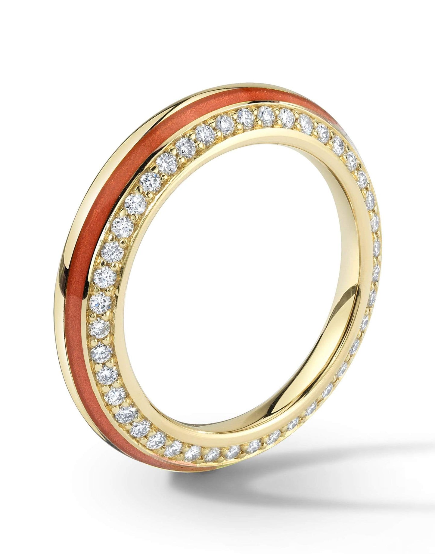 ANDY LIF-Red Enamel and Diamond Ring-YELLOW GOLD