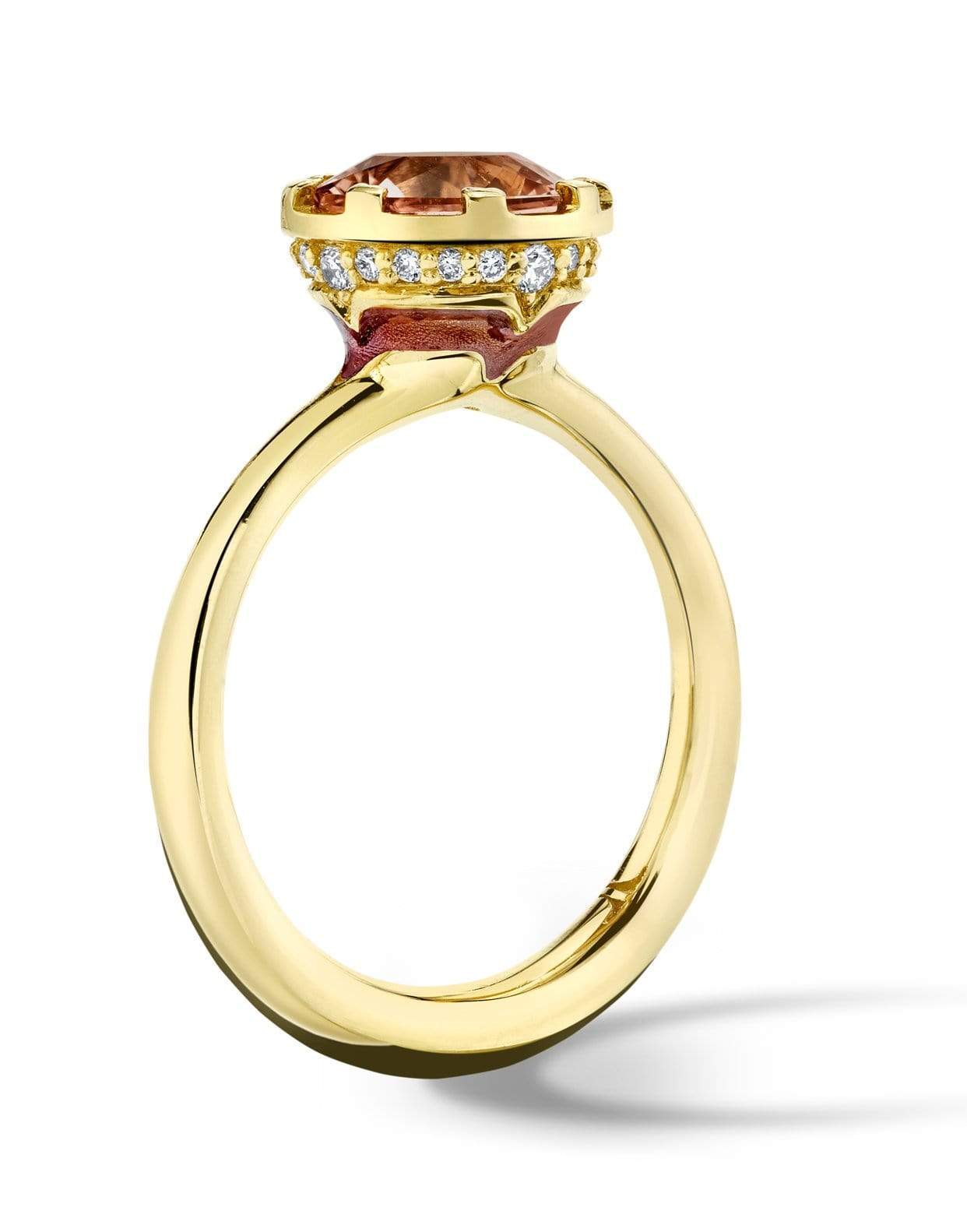 ANDY LIF-Champagne Tourmaline Enamel Diamond Ring-YELLOW GOLD
