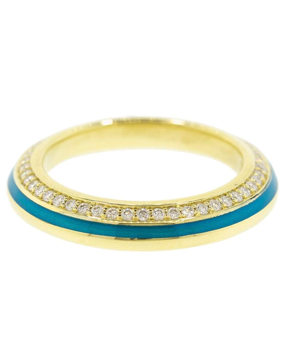 ANDY LIF-Light Blue Enamel and Diamond Ring-YELLOW GOLD