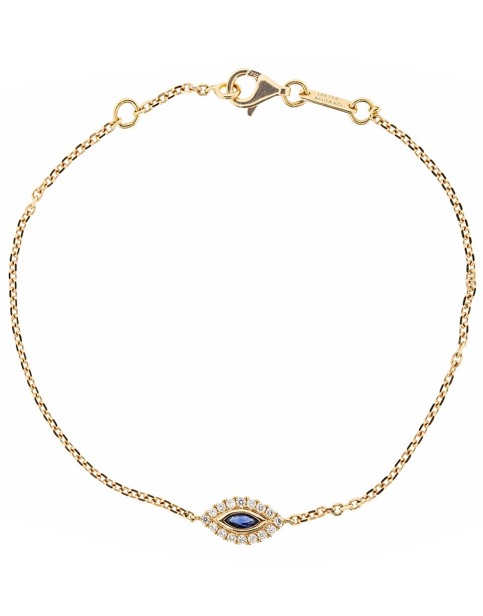 ANITA KO-Small Blue Sapphire Evil Eye Bracelet-ROSE GOLD