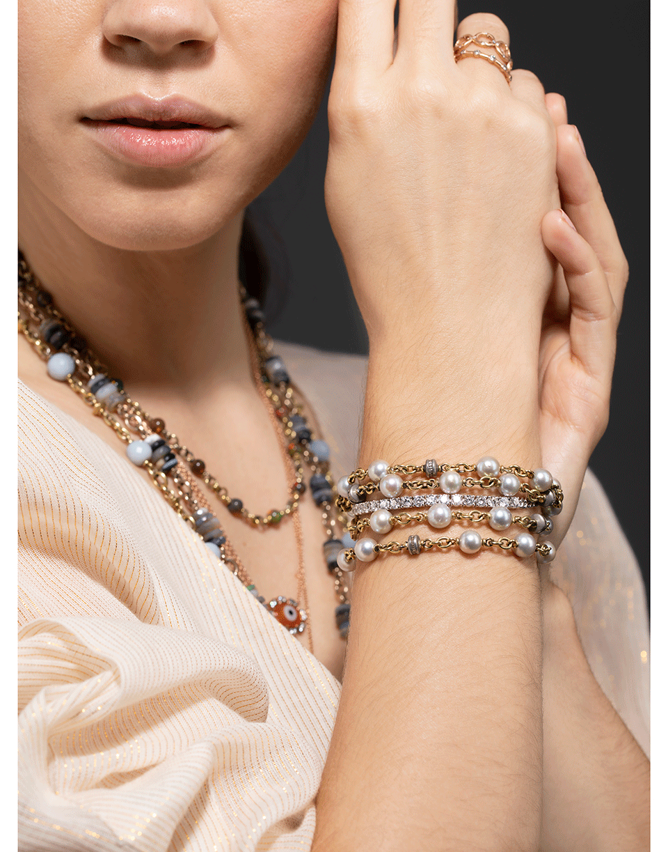 ANITA KO-Cuban Link Diamond Line Bracelet-WHITE GOLD