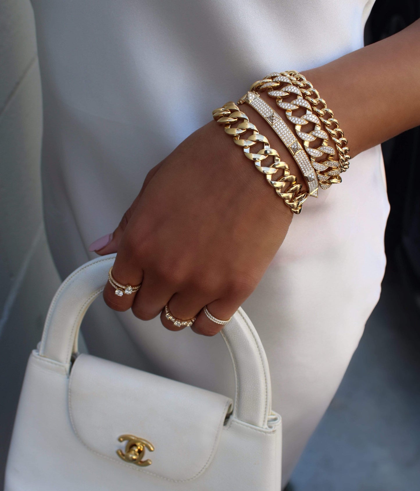 ANITA KO-Trillion Pave Diamond Bracelet-WHITE GOLD