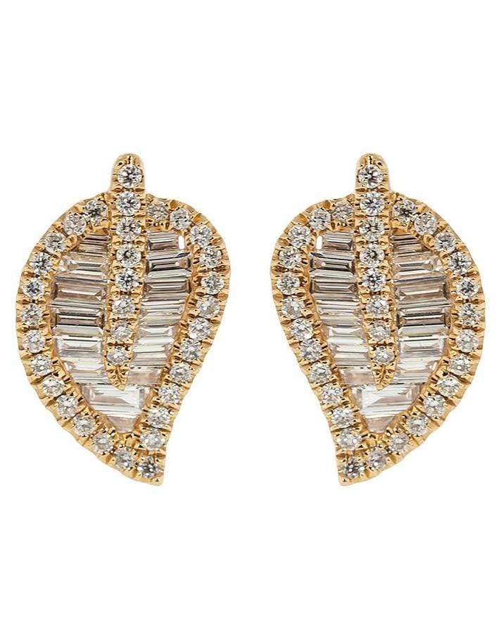 ANITA KO-Diamond Leaf Stud Earrings-ROSE GOLD