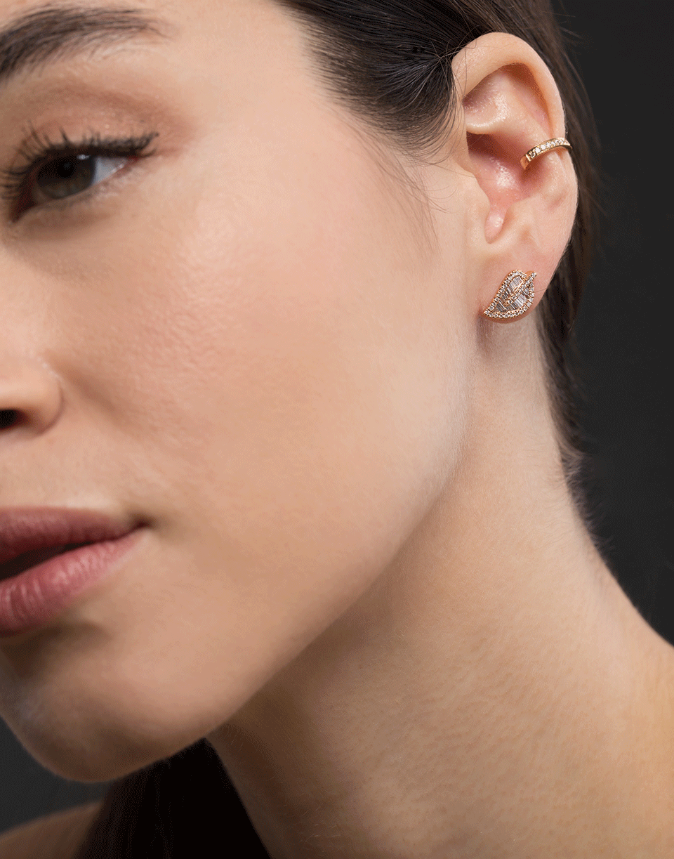 ANITA KO-Diamond Leaf Stud Earrings-ROSE GOLD