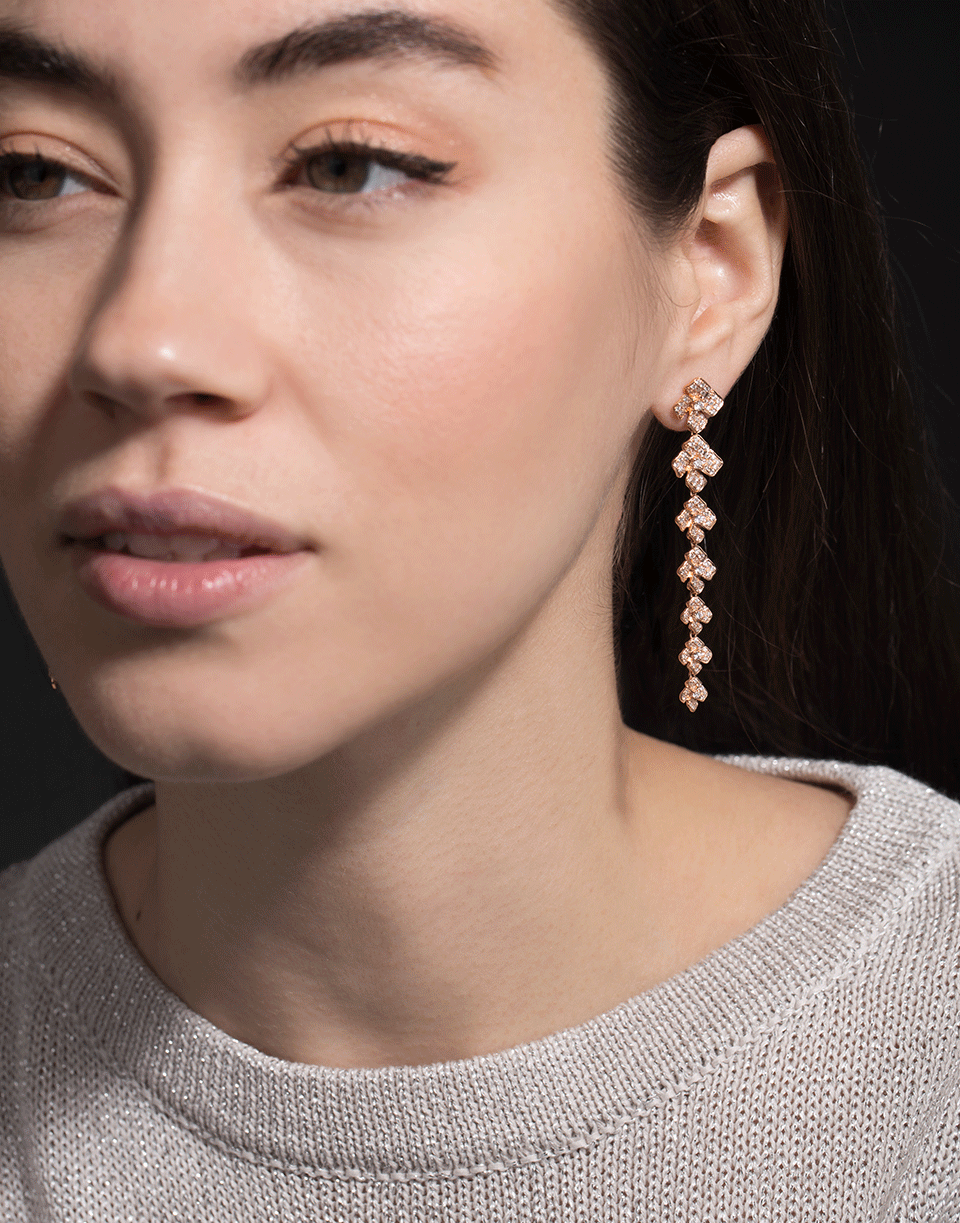 ANITA KO-Diamond Long Flower Drop Earrings-ROSE GOLD
