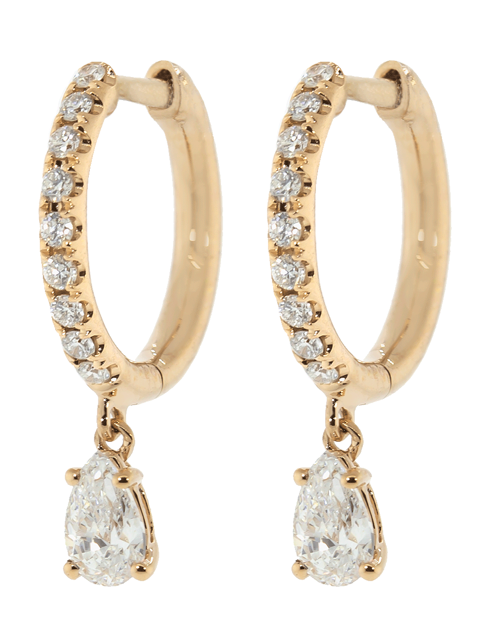 ANITA KO-Pear Diamond Drop Huggie Earrings-ROSE GOLD