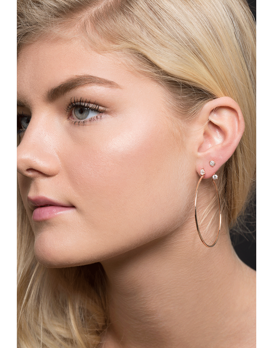 ANITA KO-Pear Diamond Stud Hoop Earrings-ROSE GOLD