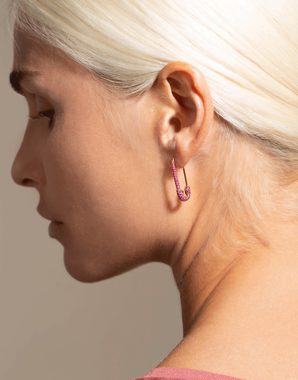 ANITA KO-Pink Sapphire Safety Pin Left Earring-