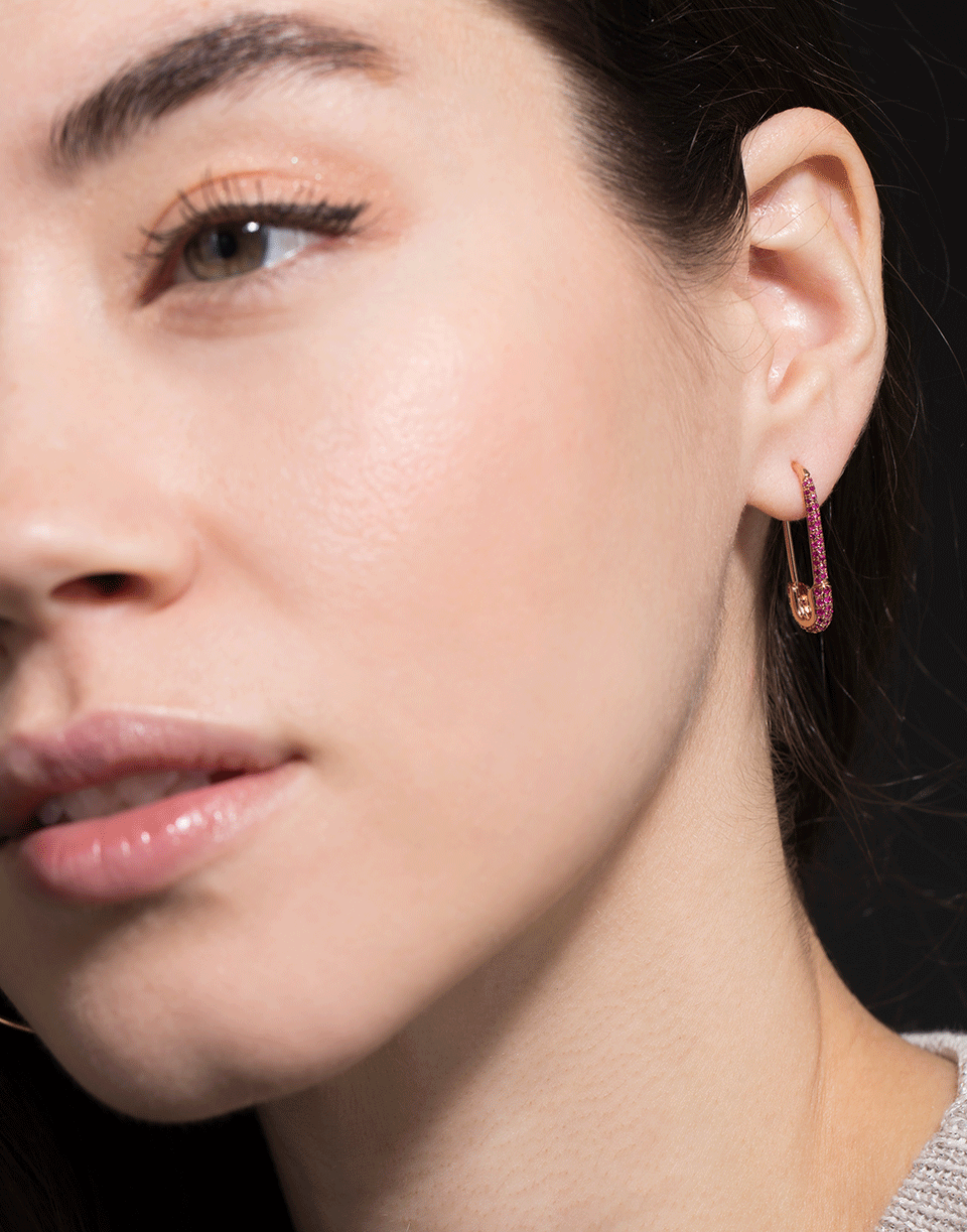 ANITA KO-Ruby Safety Pin Right Earring-ROSE GOLD