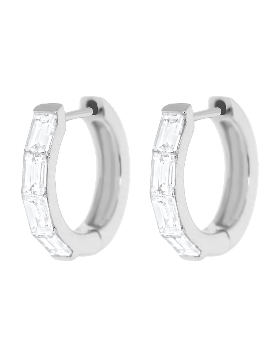 ANITA KO-Baguette Diamond Huggies-WHITE GOLD