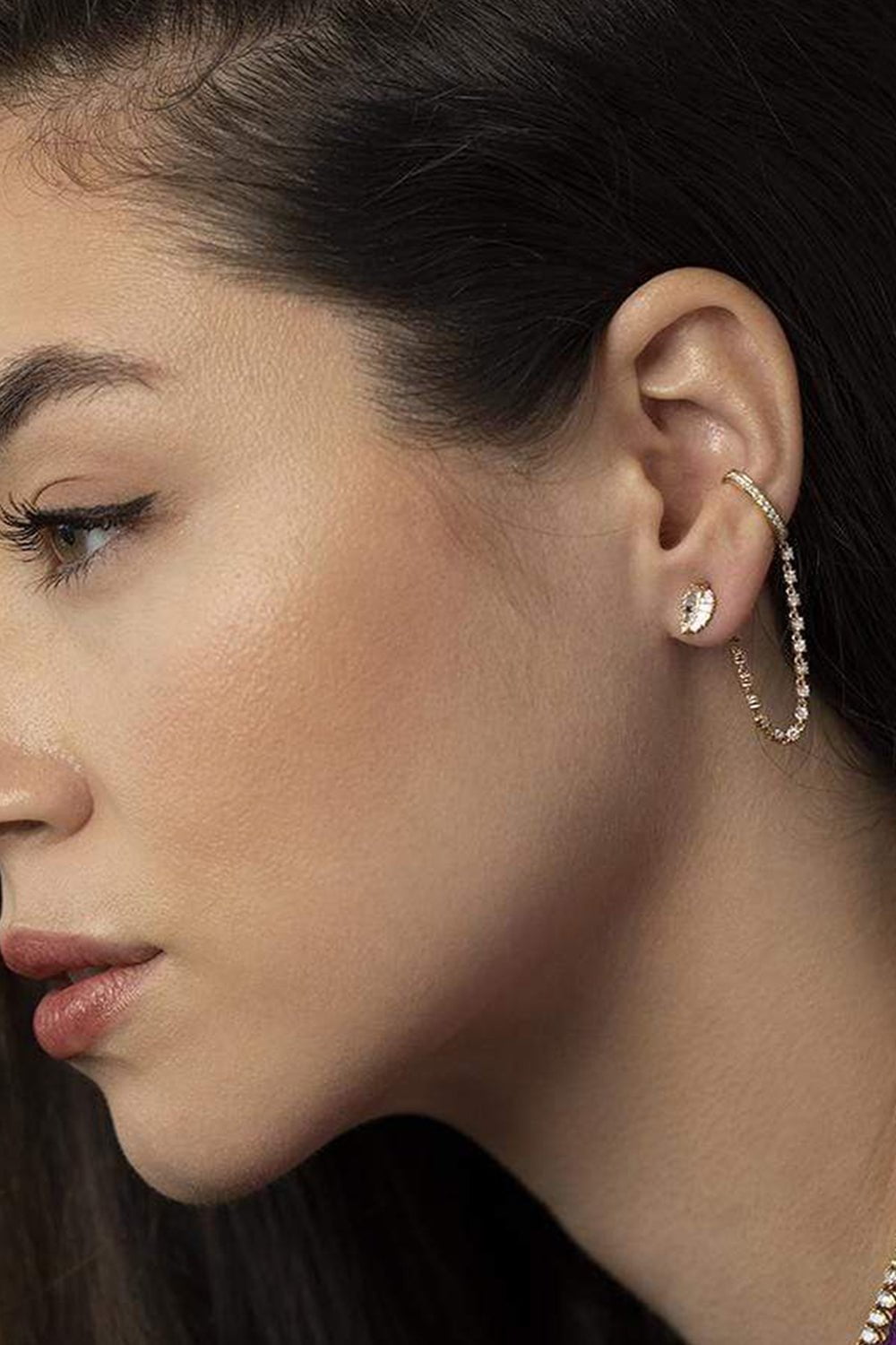 Zeneme Gold Plated American Diamond Leaf Shape Ear Cuff Earring Jewellery  For Women/Girls : Amazon.in: Jewellery
