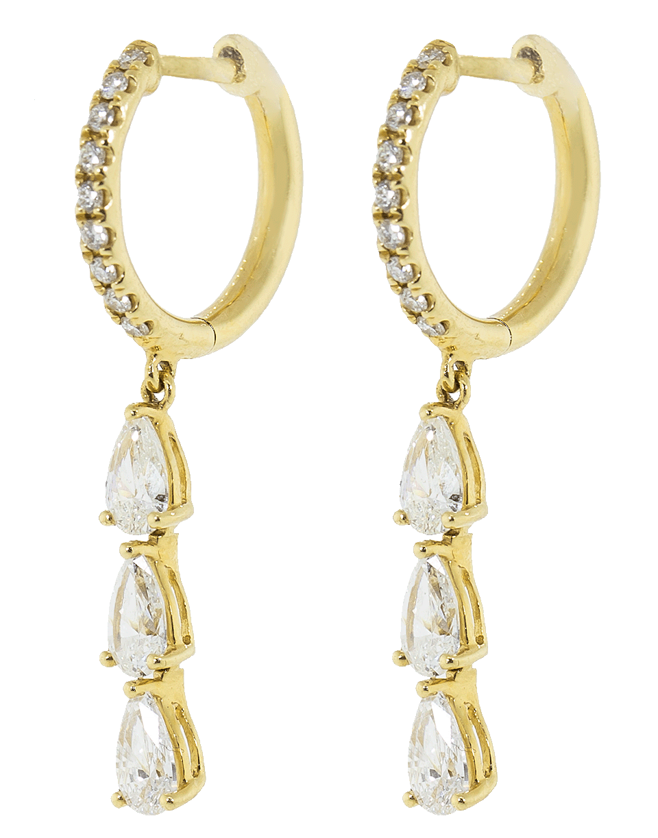 ANITA KO-Pear Diamond Drop Huggie Earrings-YELLOW GOLD
