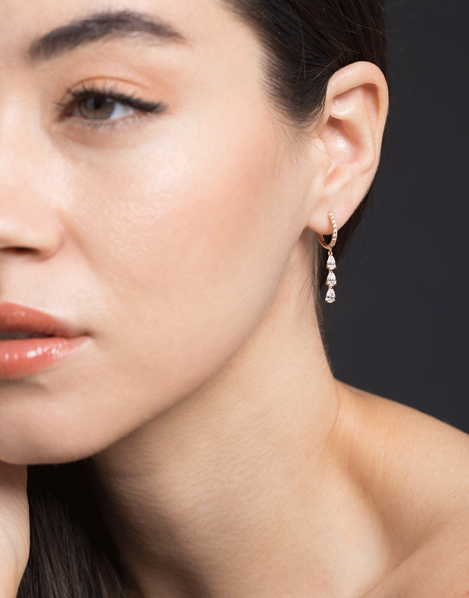ANITA KO-Pear Diamond Drop Huggie Earrings-YELLOW GOLD