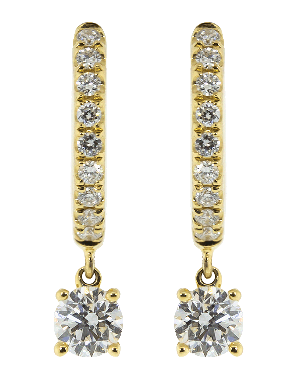 ANITA KO-Round Diamond Drop Huggie Earrings-YELLOW GOLD