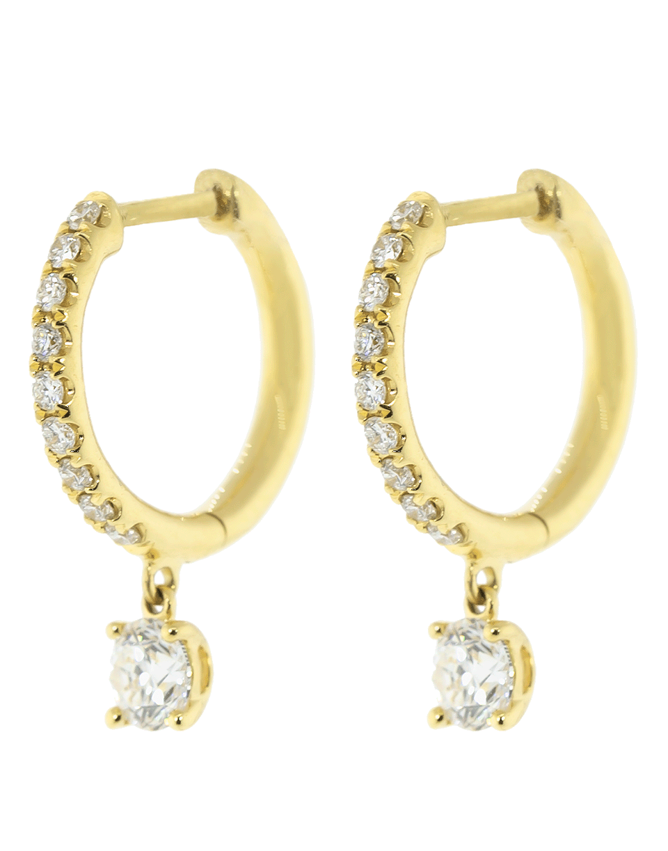 ANITA KO-Round Diamond Drop Huggie Earrings-YELLOW GOLD