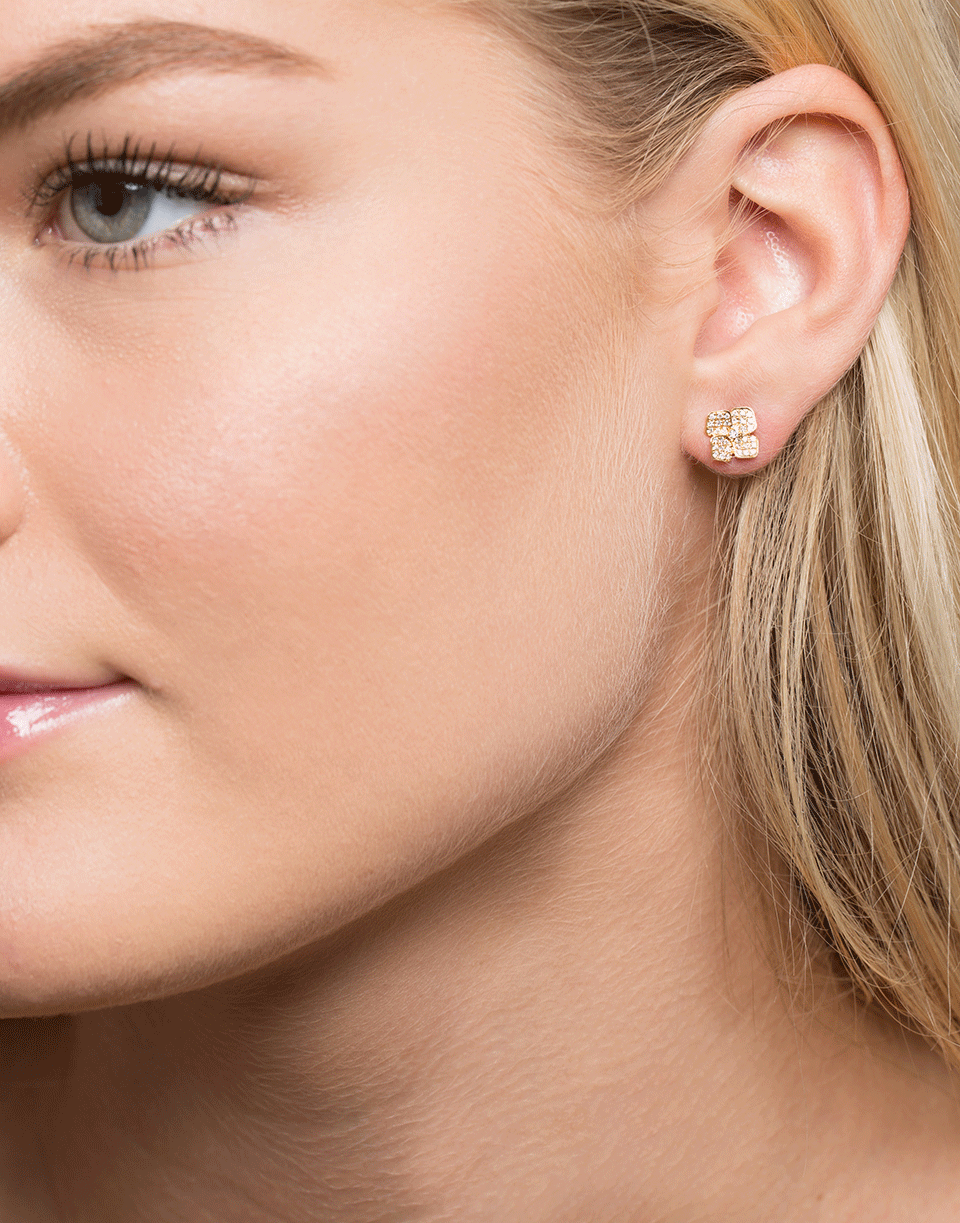 ANITA KO-Small Diamond Pave Flower Earrings-YELLOW GOLD