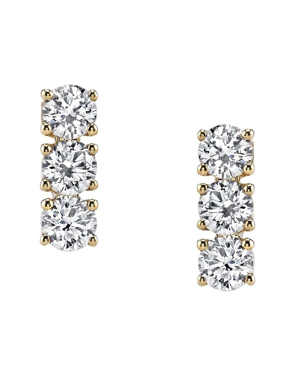 ANITA KO-Three Dot Diamond Earrings-YELLOW GOLD