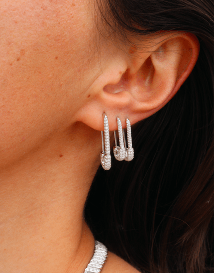 Diamond safety sales pin earrings