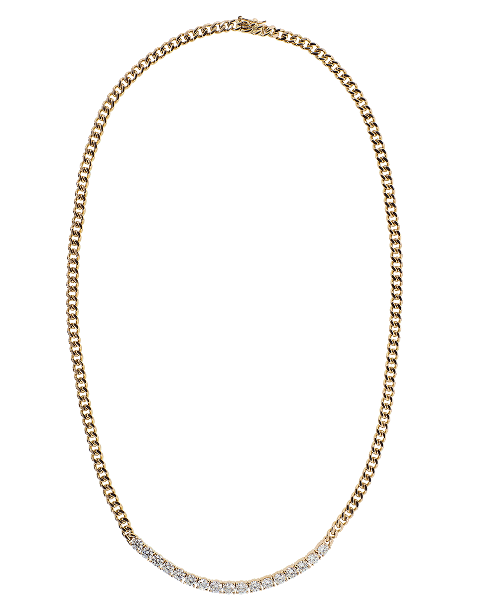ANITA KO-Diamond Line Cuban Link Chain Necklace-ROSE GOLD