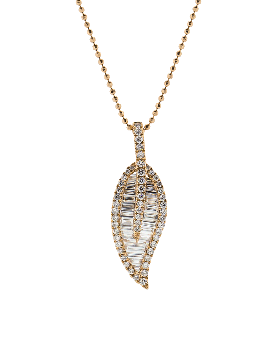ANITA KO-Large Diamond Leaf Necklace-ROSE GOLD