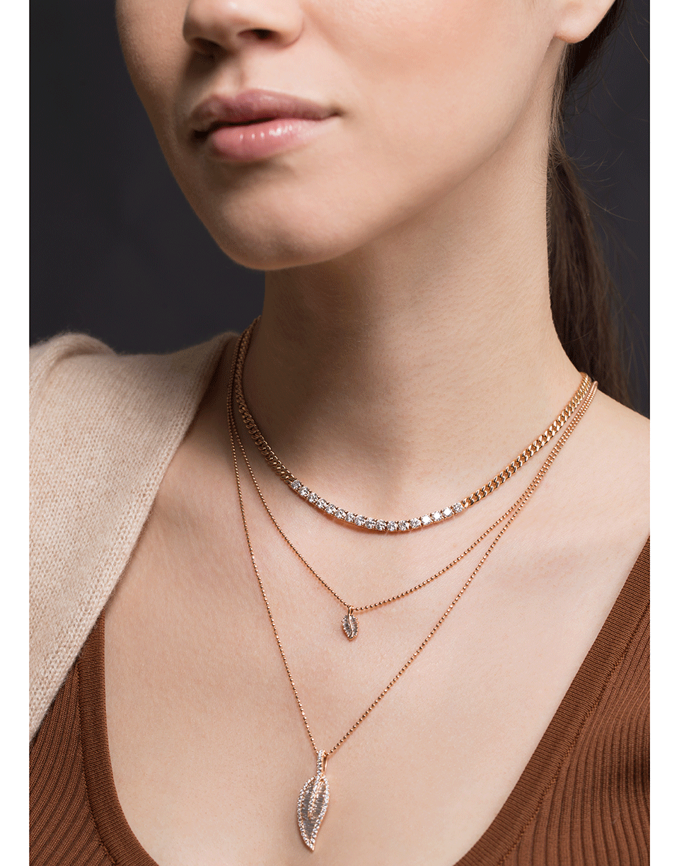 ANITA KO-Large Diamond Leaf Necklace-ROSE GOLD