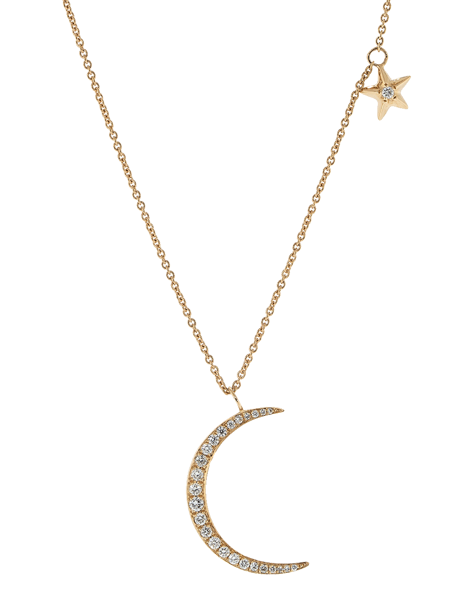 ANITA KO-Moon and Star Diamond Necklace-ROSE GOLD