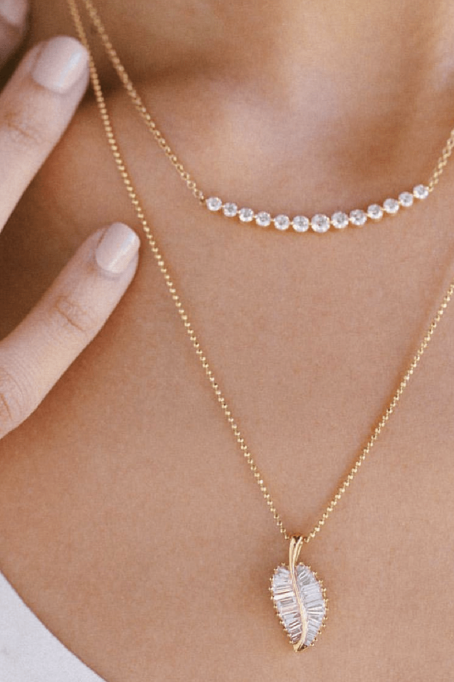 ANITA KO-Rose Gold Diamond Palm Leaf Necklace-ROSE GOLD