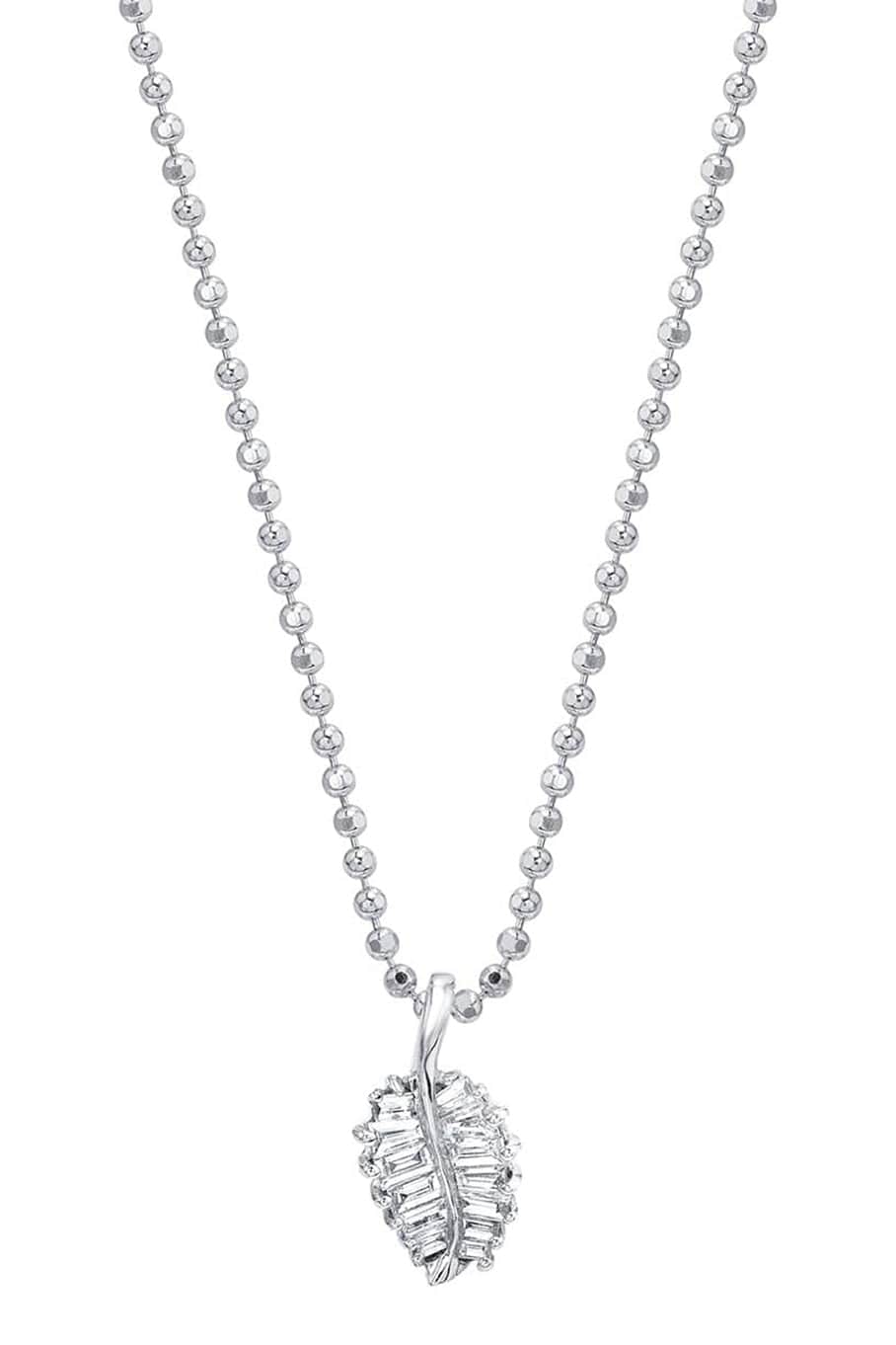 ANITA KO-White Gold Small Palm Leaf Baguette Necklace-WHITE GOLD