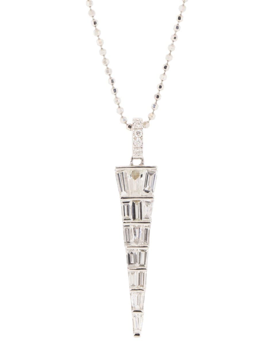 ANITA KO-Large Baguette Diamond Dagger Necklace-WHITE GOLD