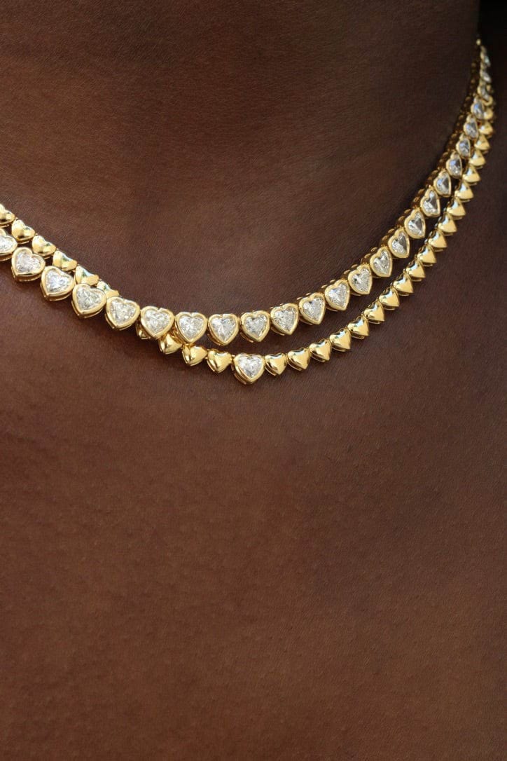 ANITA KO-Bezeled Diamond Heart Necklace-YELLOW GOLD