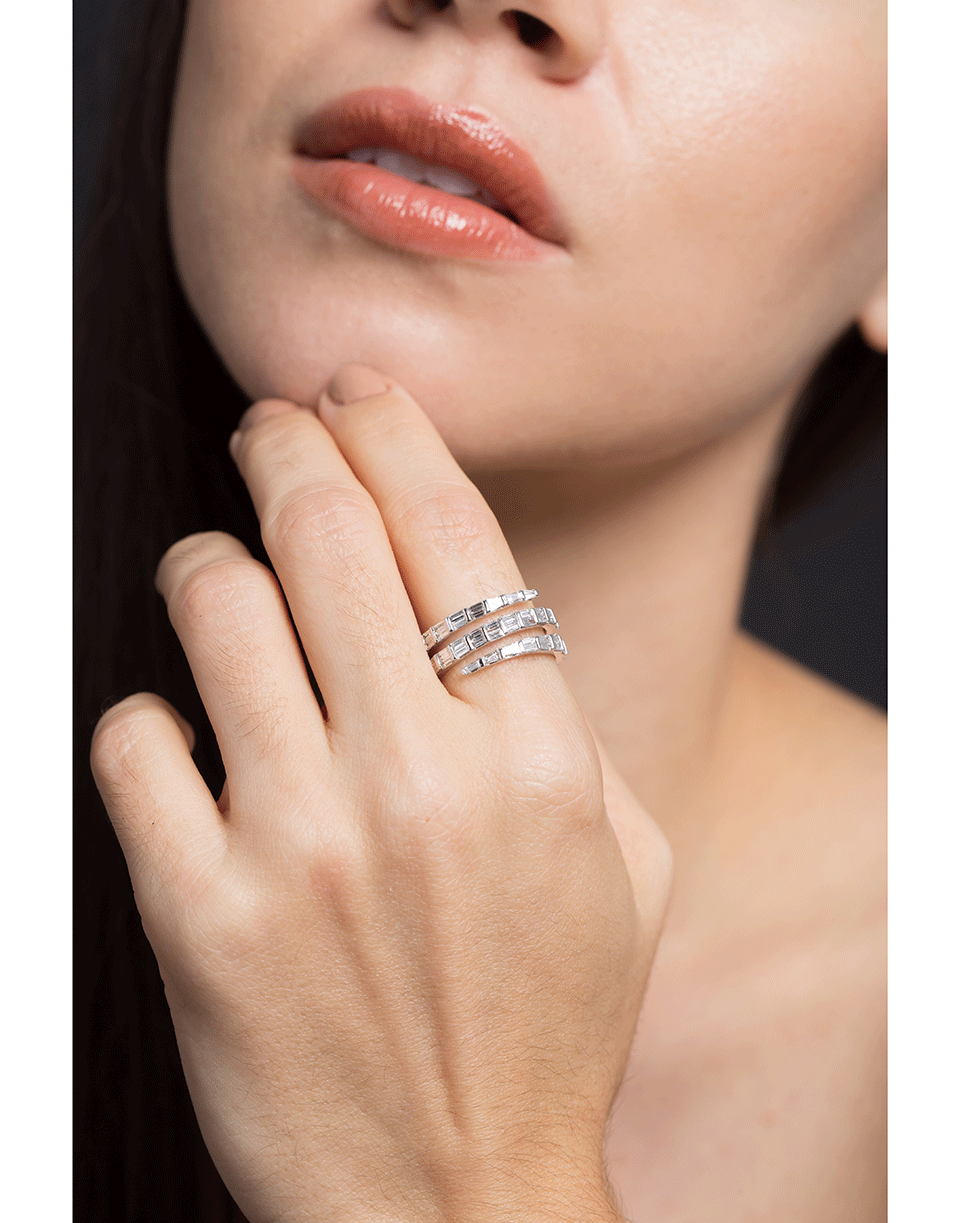 ANITA KO-Baguette Diamond Coil Ring-WHITE GOLD