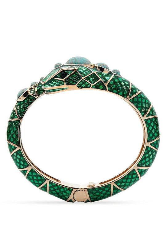 AQUAZZURA-Serpente Bangle Bracelet - Emerald-EMLD/GLD