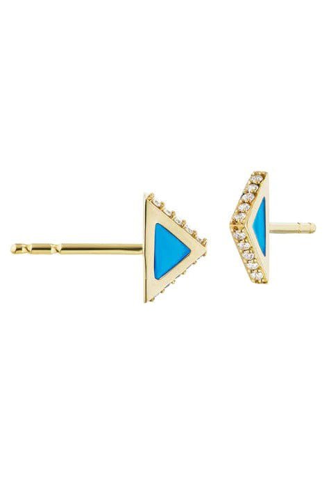 ARK-Blue Plique Diamond Spark Studs-YELLOW GOLD
