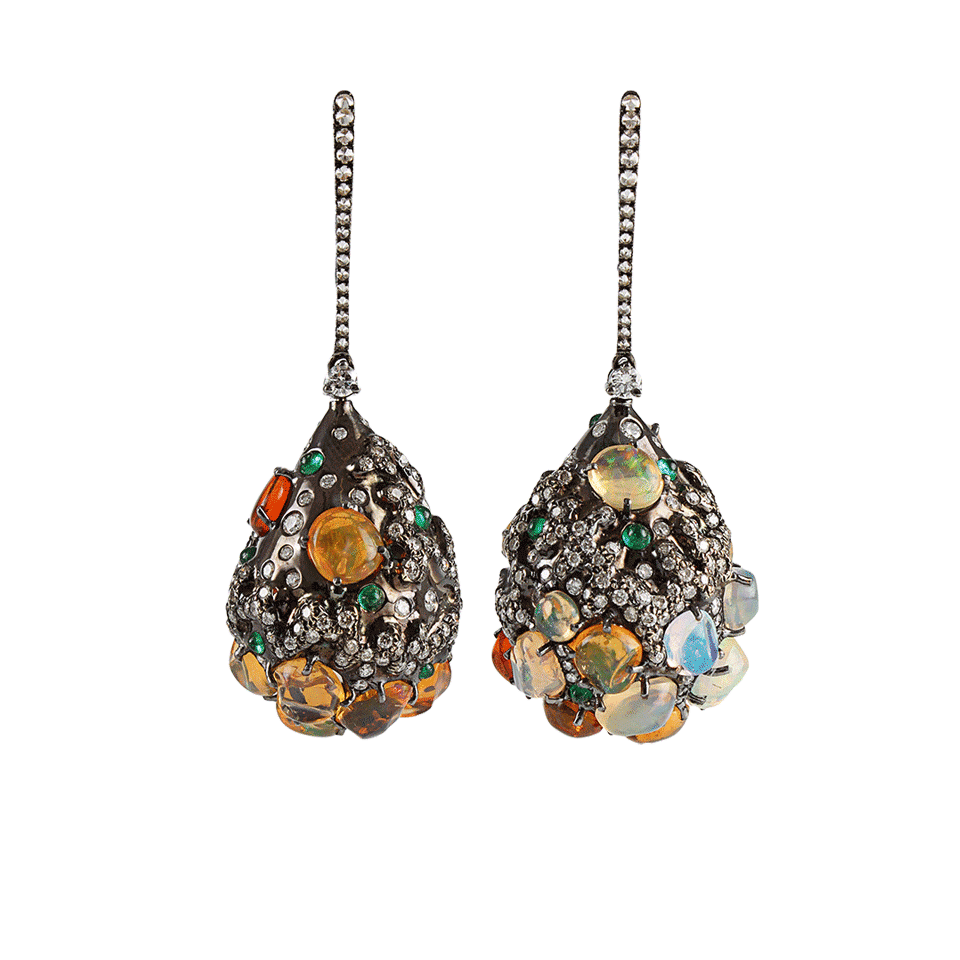 ARUNASHI-Fire-Opal and Emerald Egg Earrings-BLCK GLD